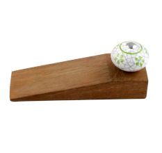 2 Pieces Lime Floral Crackle Ceramic Wooden Door Stopper